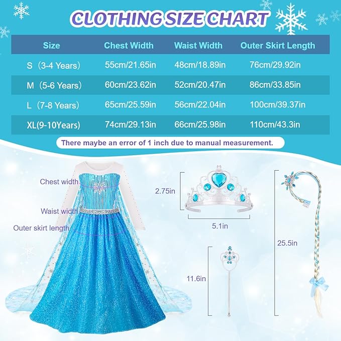 Glamtots Princess Costume with Long Cape for Girls Age 3-10