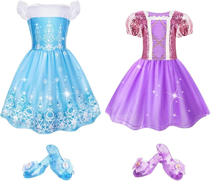 Glamtots Princess Dress Up for Girls, 2 Set